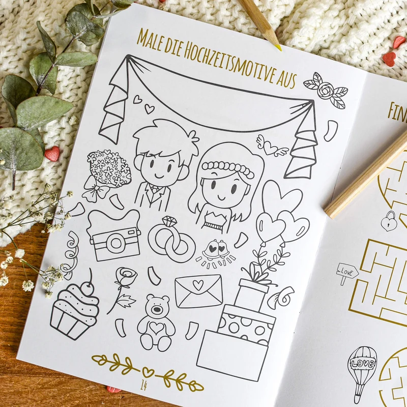 6er Set Hochzeitsmalbuch für Kinder