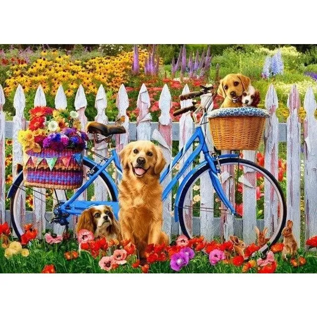 Malen nach Zahlen Fahrrad und Hunde
