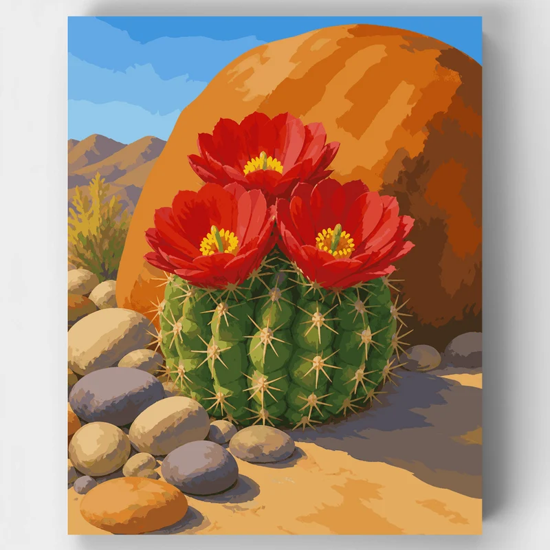 Claret Cup Cactus Bloom - Paint by Numbers Kit