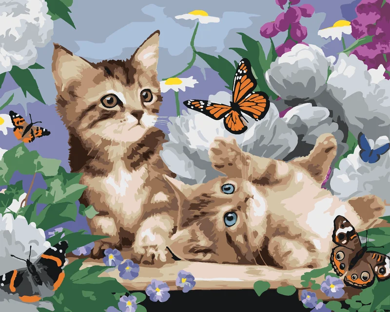 Diamond painting - KÄTZCHEN, SCHMETTERLINGE UND PFINGSTROSEN (HOWARD ROBINSON)