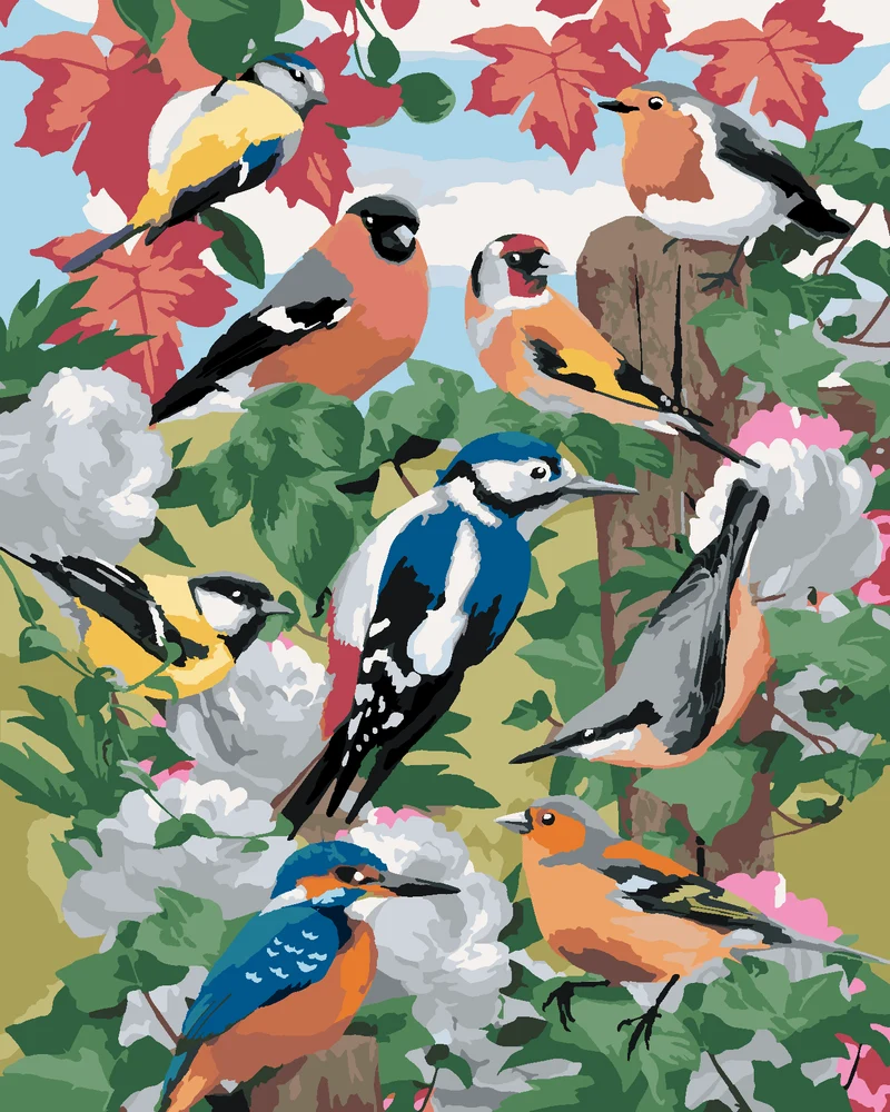 Diamond painting - VÖGEL UND WEISSE BLUMEN (HOWARD ROBINSON)