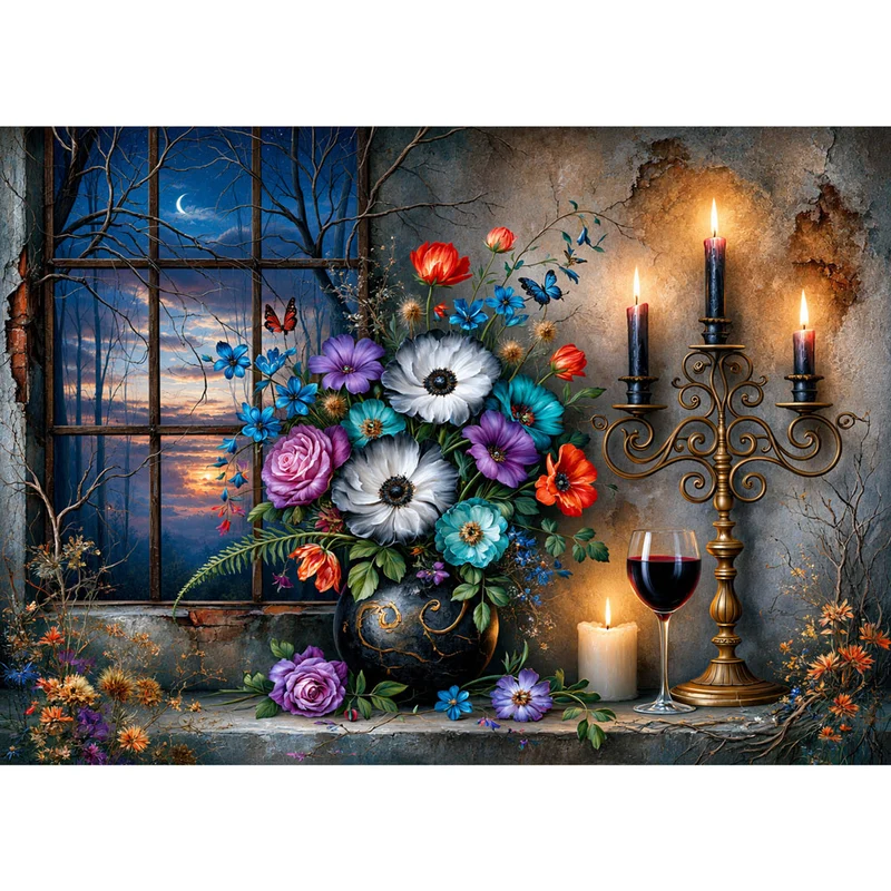5D Diamond Painting – Midnight Candle Garden