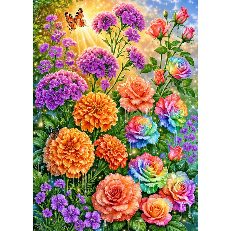 5D Diamond Painting – Farbenzauber im Blütenparadies