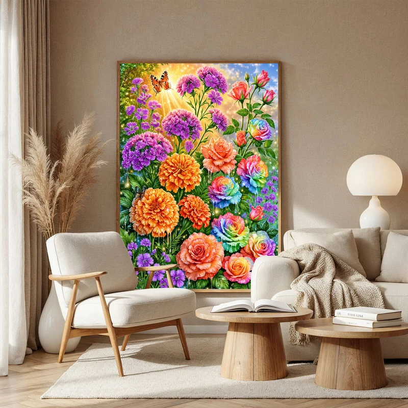 5D Diamond Painting – Farbenzauber im Blütenparadies