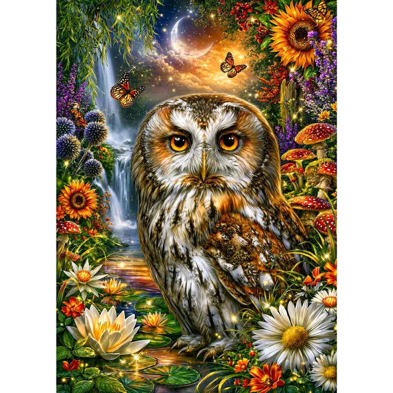 5D Diamond Painting – Eulenwächterin der Mondlichtquelle