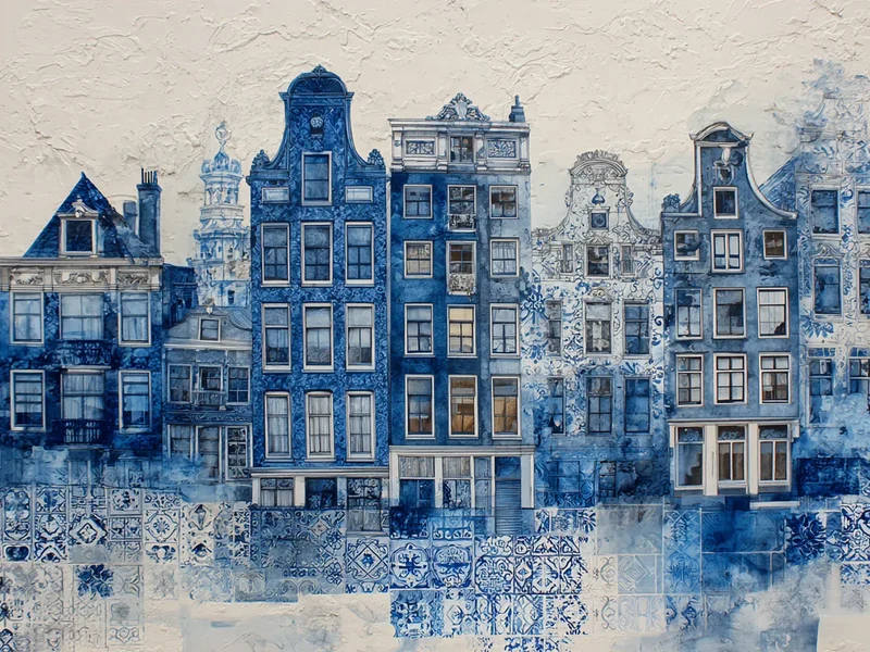Diamond Painting Collage von Delft, in Delfter Blau
