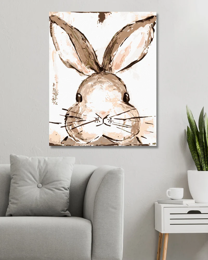 Diamond painting - KANINCHEN WEISSER HINTERGRUND (HALEY BUSH)