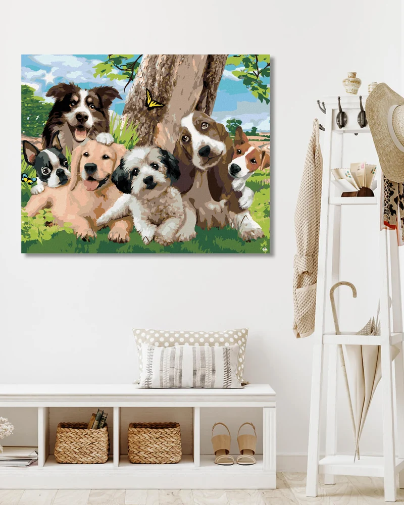 Diamond painting - HUNDE AM BAUM AUF DER WIESE (HOWARD ROBINSON)