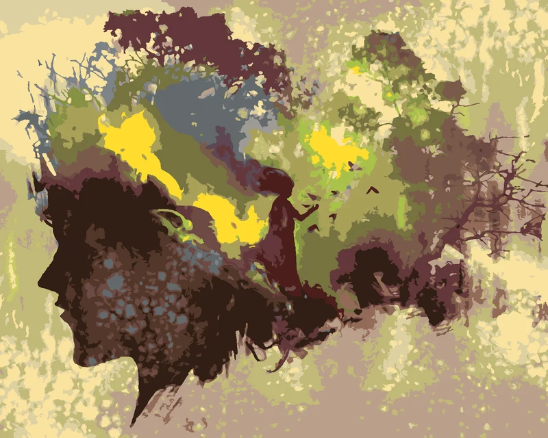 Diamond painting - SILHOUETTE EINER FRAU IM WALD