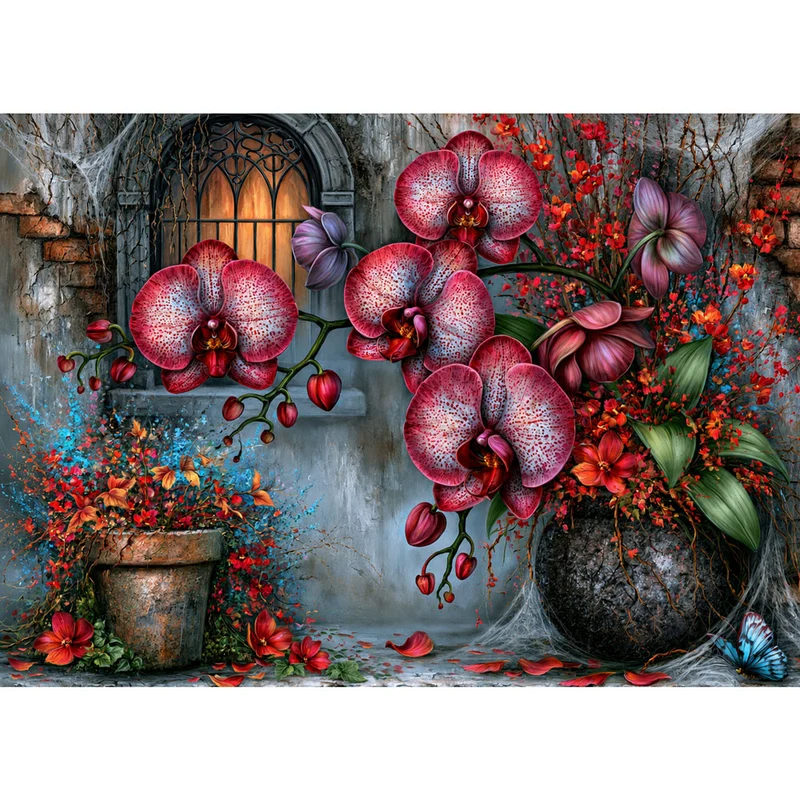 5D Diamond Painting – Crimson Orchid Sanctuary