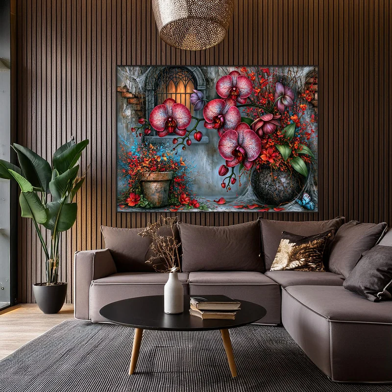 5D Diamond Painting – Crimson Orchid Sanctuary