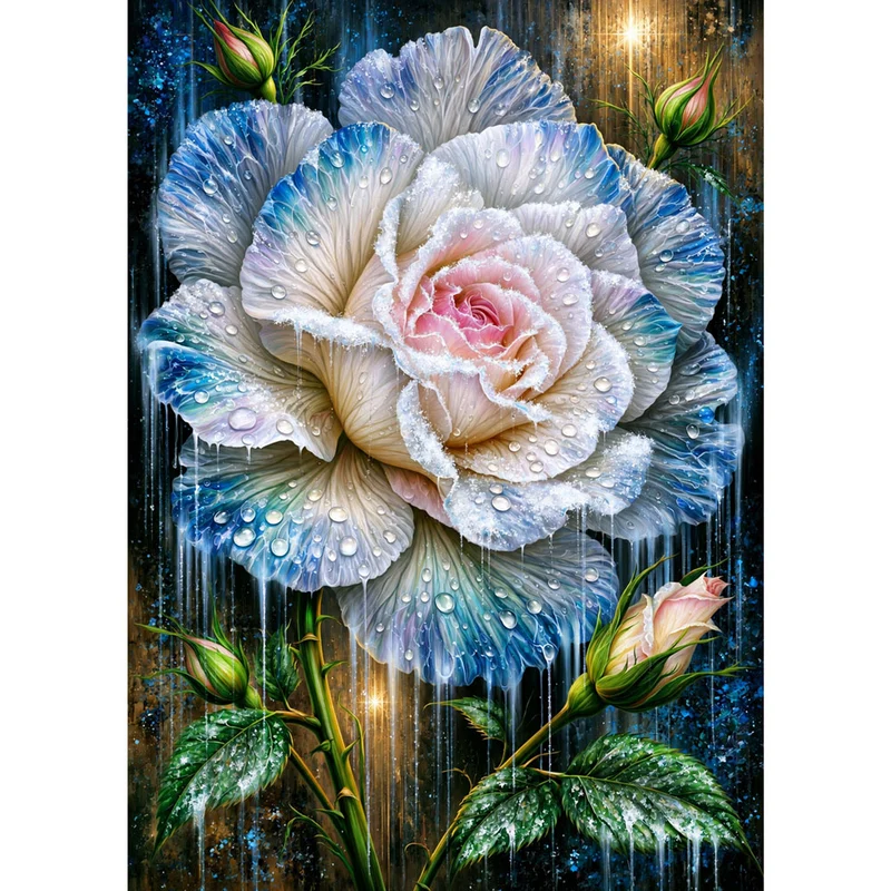 5D Diamond Painting – Frozen Rose Elegance