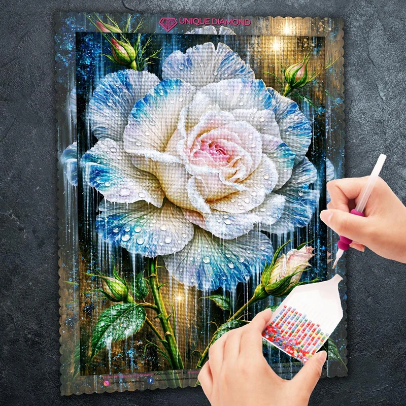 5D Diamond Painting – Frozen Rose Elegance