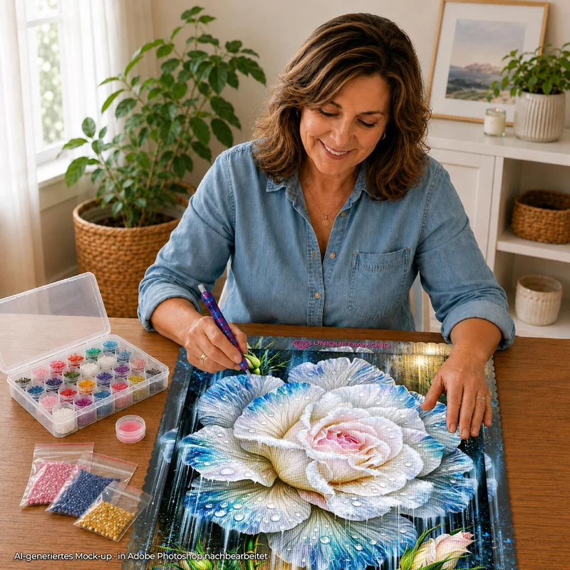 5D Diamond Painting – Frozen Rose Elegance