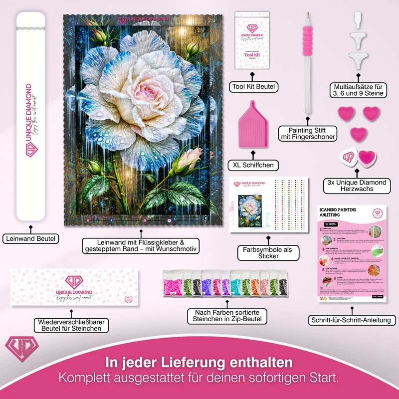 5D Diamond Painting – Frozen Rose Elegance
