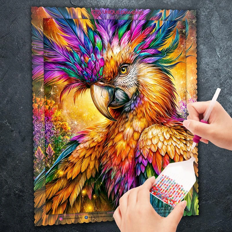 5D Diamond Painting – Farbenkrone des Tropenhimmels