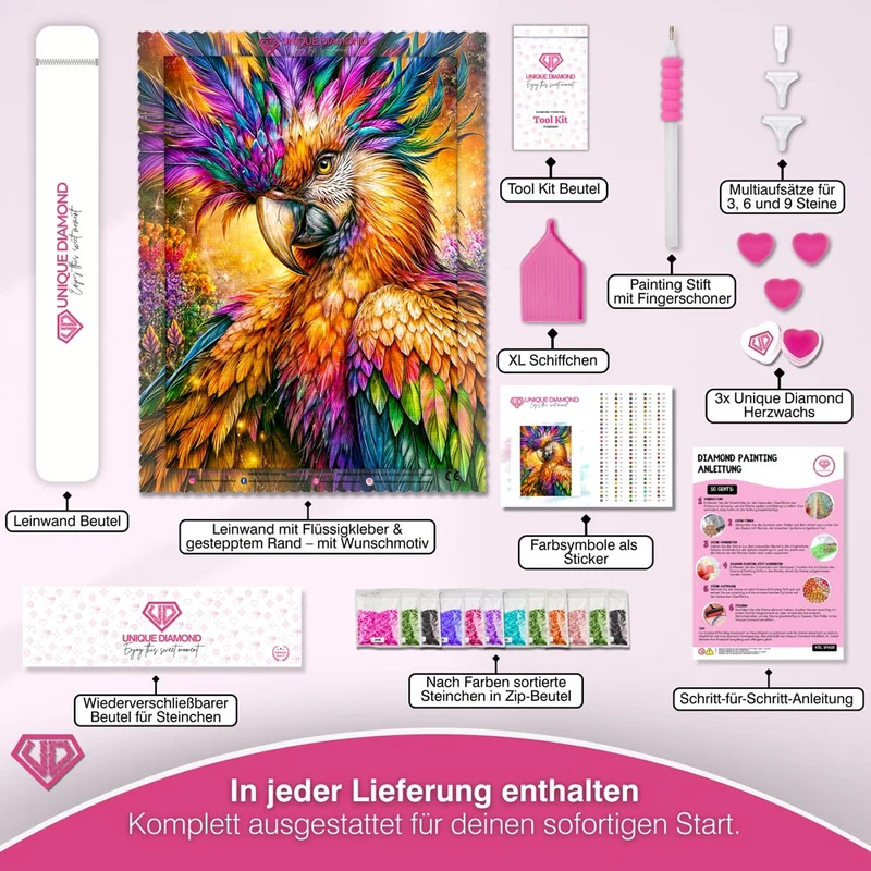 5D Diamond Painting – Farbenkrone des Tropenhimmels