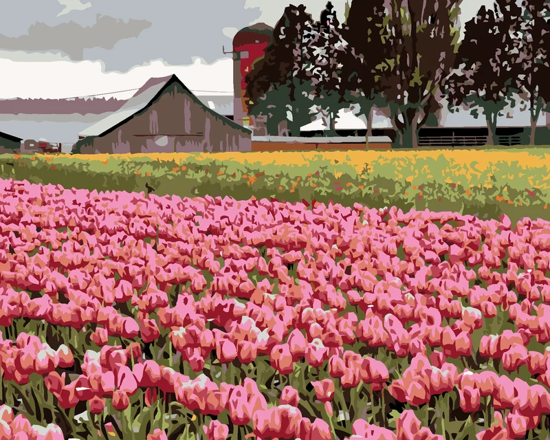 Diamond painting - ROSA TULPEN AUF EINER WIESE (DENNIS FRATES)