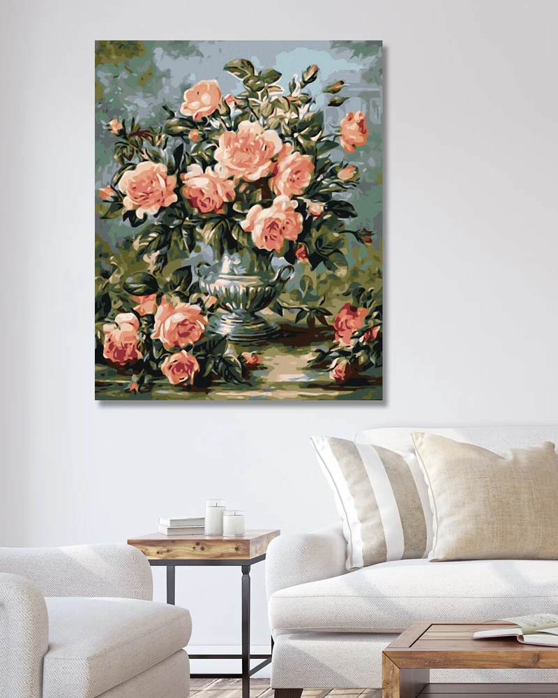 Diamond painting - ROSA ROSE IN EINER SILBERNEN VASE