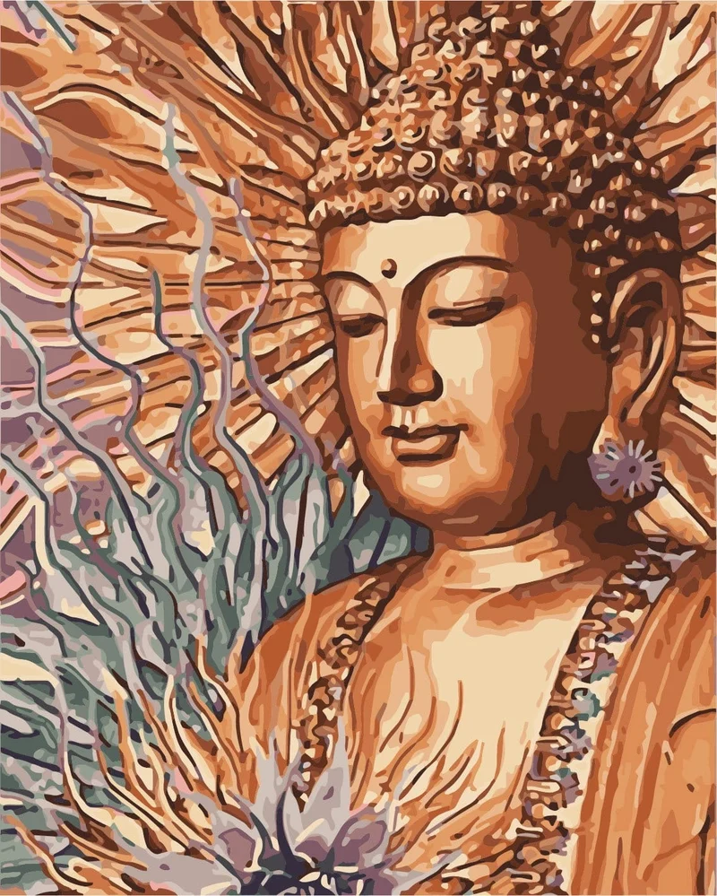 Malen nach Zahlen Buddha Braun