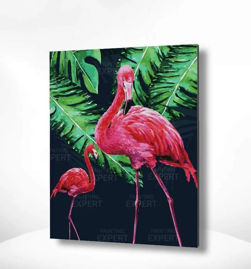 Malen nach Zahlen Zwei Flamingos