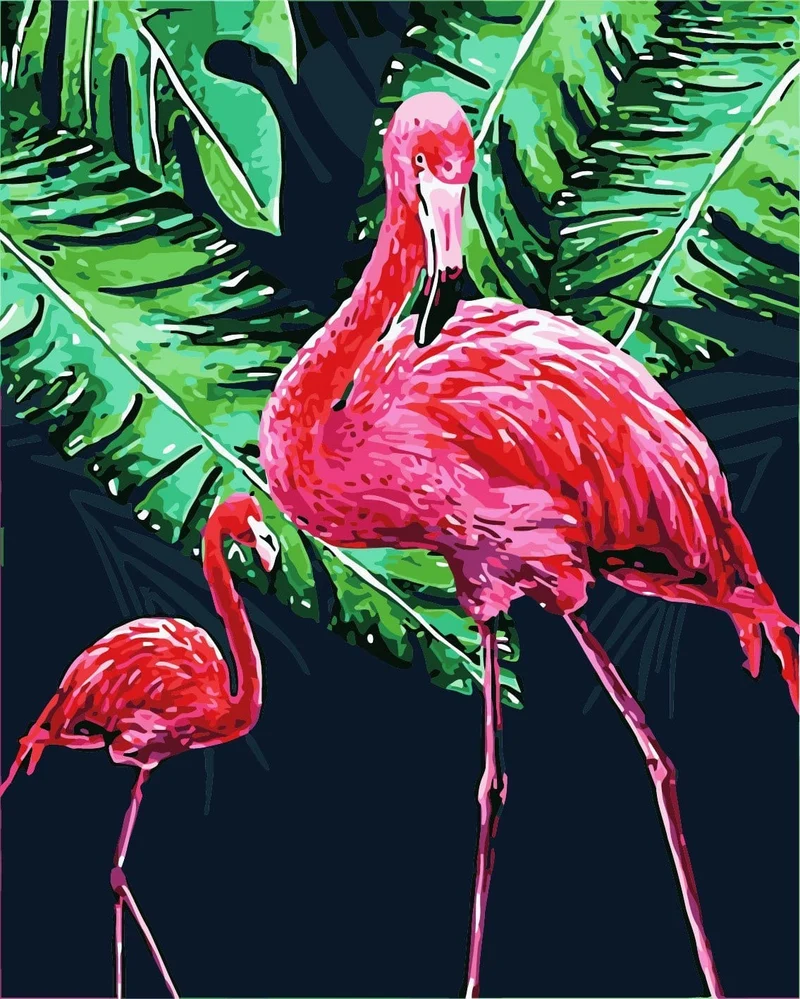 Malen nach Zahlen Zwei Flamingos