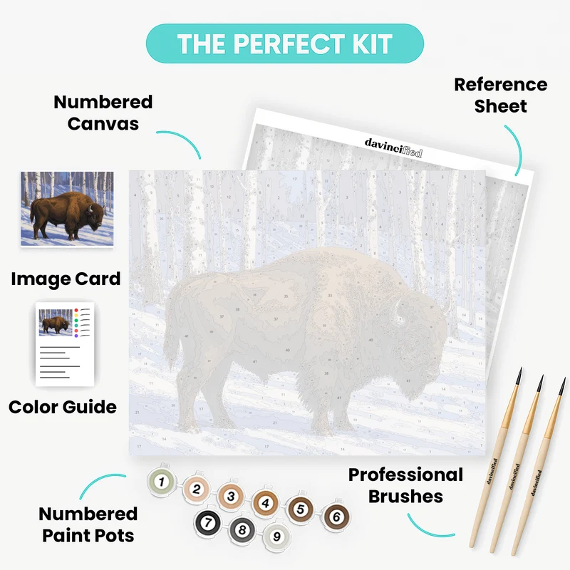 Białowieża Winter Bison - Paint by Numbers Kit