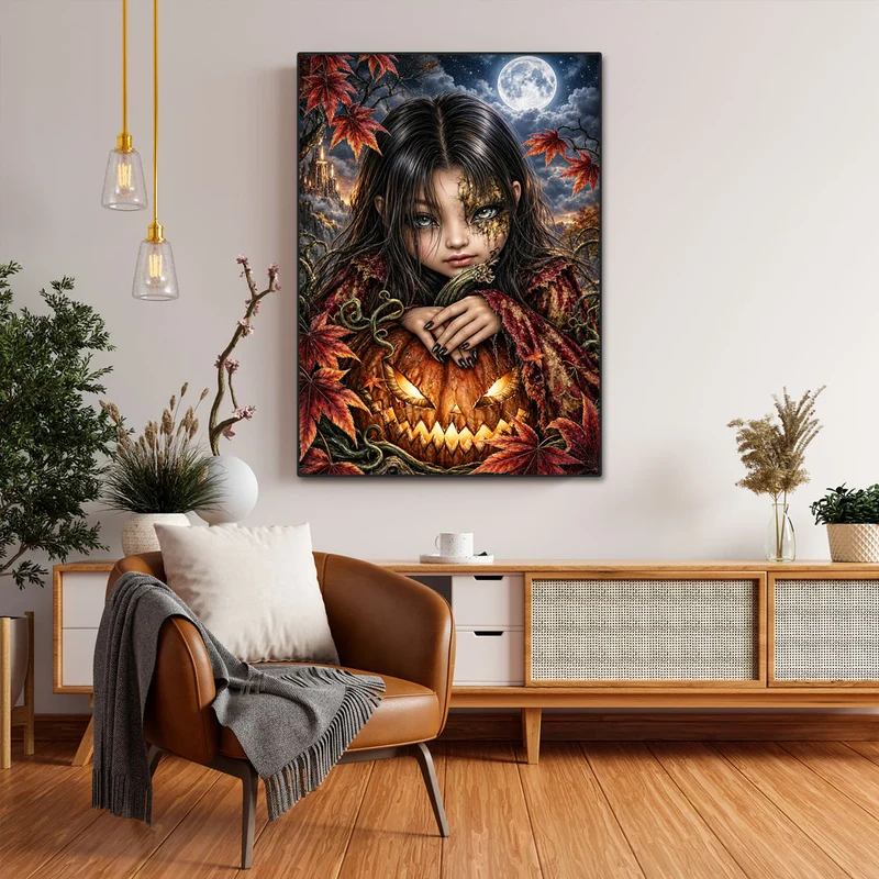 5D Diamond Painting – Hüterin der Kürbisnacht