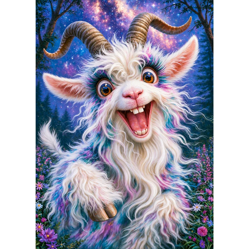 5D Diamond Painting – Sternenzottel im Zauberwald