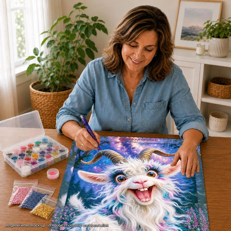 5D Diamond Painting – Sternenzottel im Zauberwald