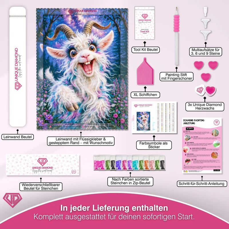 5D Diamond Painting – Sternenzottel im Zauberwald
