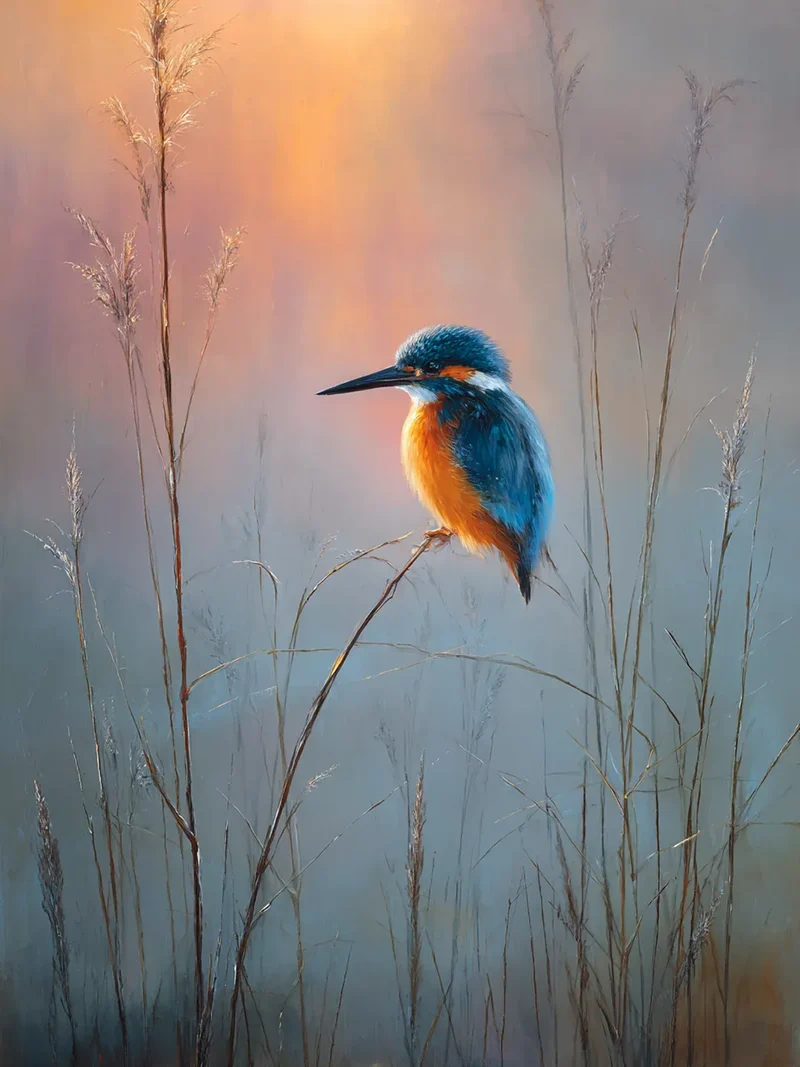 Diamond Painting Eisvogel bei Sonnenaufgang
