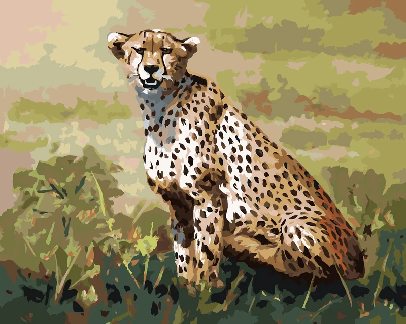 Diamond painting - SITZENDER GEPARD (D. RUSTY RUST)