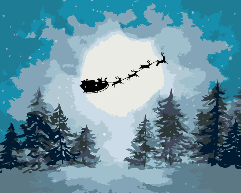 Diamond painting - WEIHNACHTSMANN AUF DEM SCHLITTEN