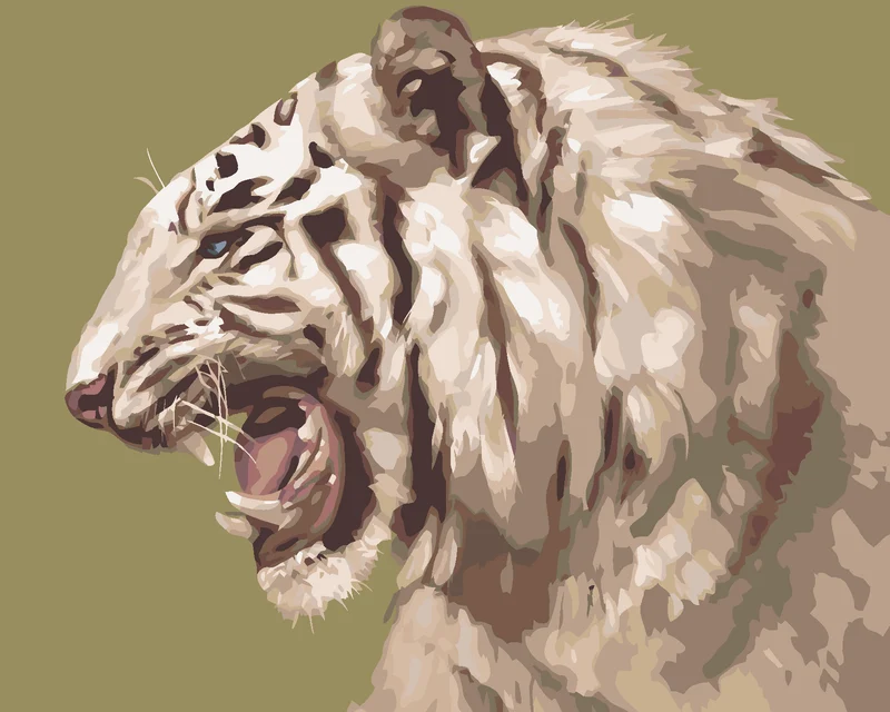 Diamond painting - BRÜLLENDER WEISSER TIGER PORTRÄT (D. RUSTY RUST)