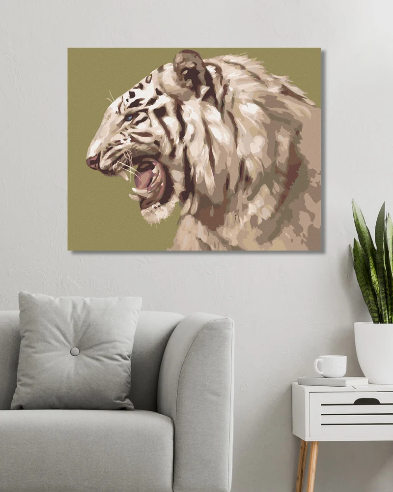 Diamond painting - BRÜLLENDER WEISSER TIGER PORTRÄT (D. RUSTY RUST)