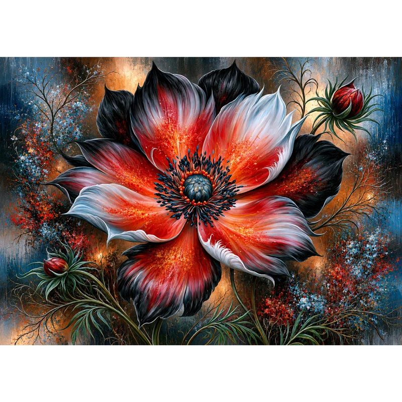 5D Diamond Painting – Crimson Midnight Bloom