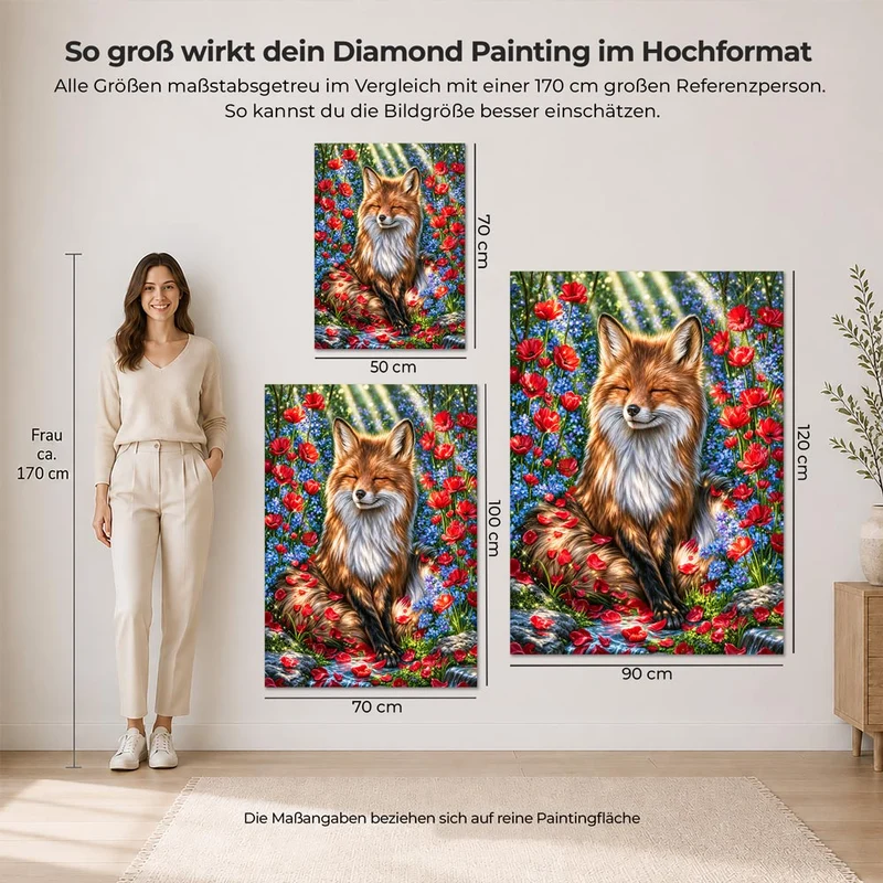 5D Diamond Painting – Traumfuchs im Blütenlicht