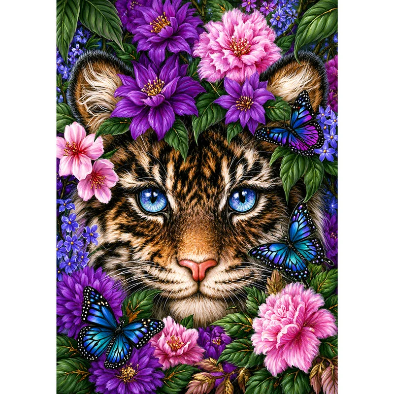 5D Diamond Painting – Blütenzauber des Tigerblicks