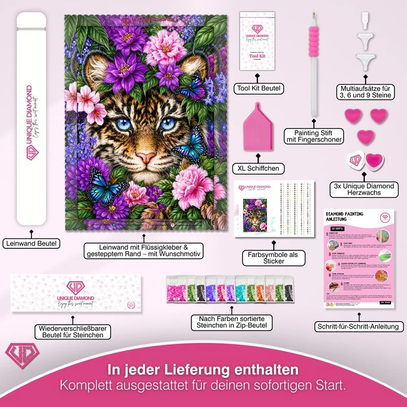 5D Diamond Painting – Blütenzauber des Tigerblicks