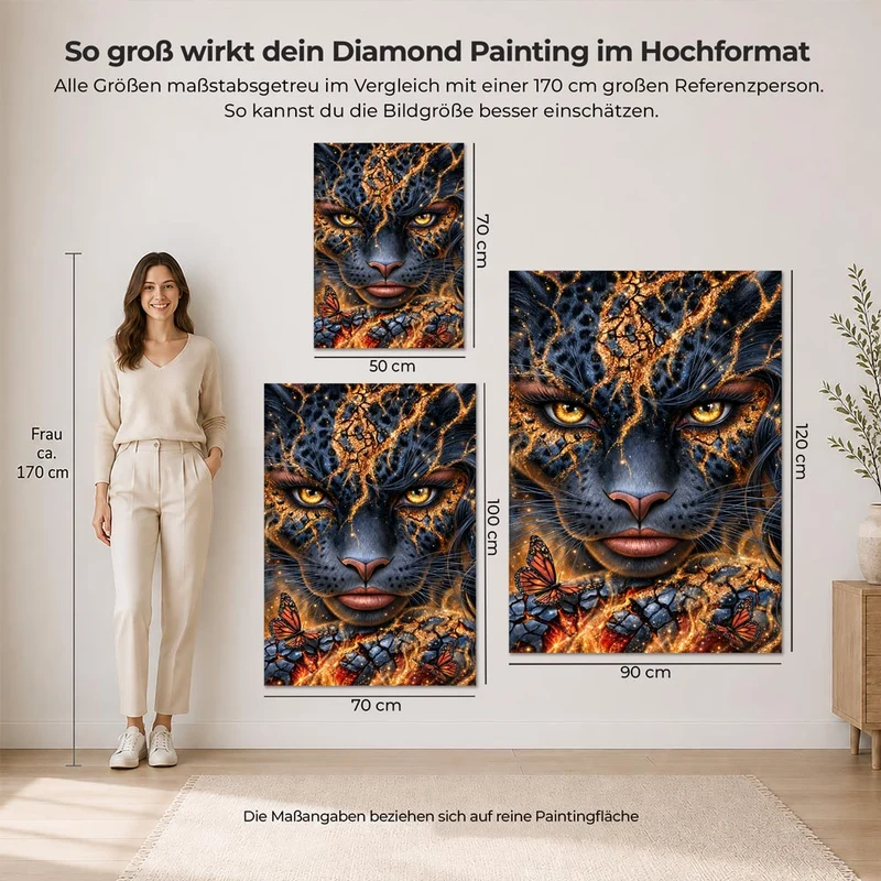 5D Diamond Painting – Goldene Seelenkraft der Wildkatze