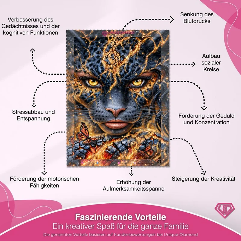 5D Diamond Painting – Goldene Seelenkraft der Wildkatze