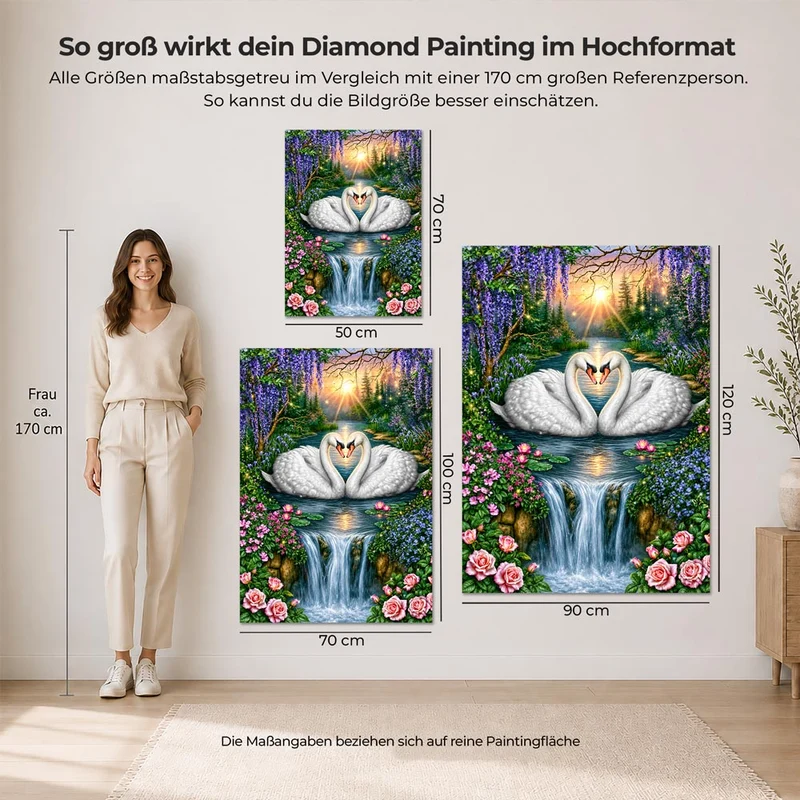 5D Diamond Painting – Schwanenliebe am Wasserfall