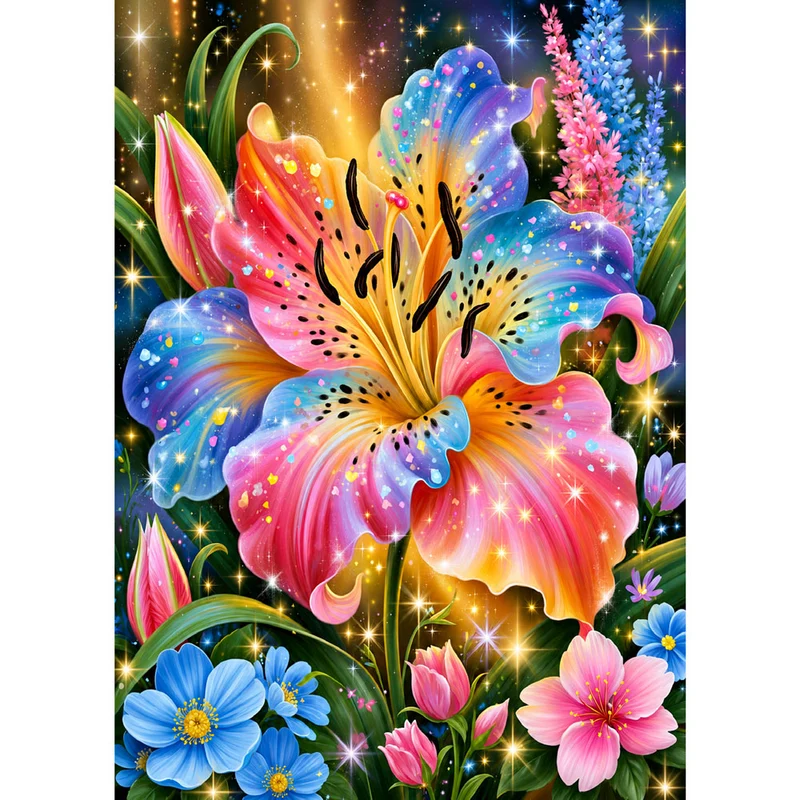 5D Diamond Painting – Regenbogenlilie voller Blütenzauber