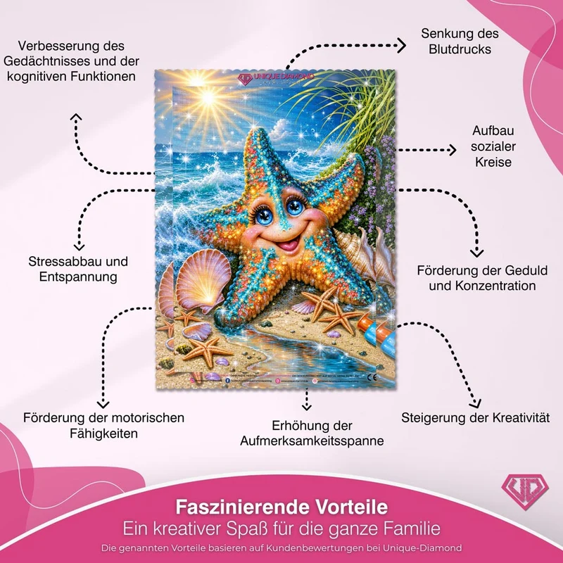 5D Diamond Painting – Funkelnder Seestern am Sonnenstrand