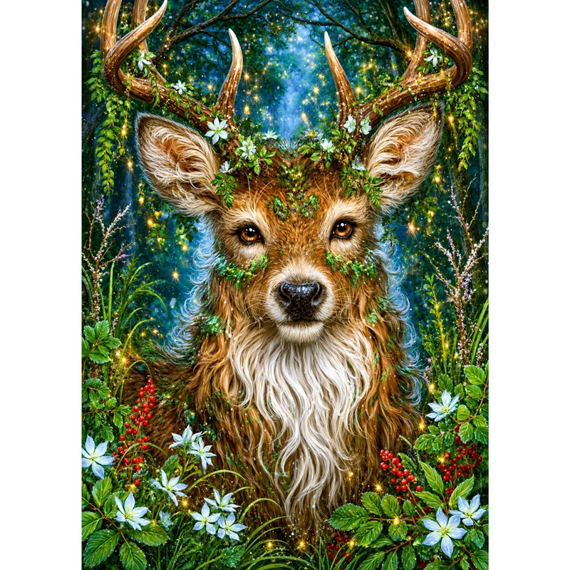 5D Diamond Painting – Mystischer Hirsch im Zauberwald
