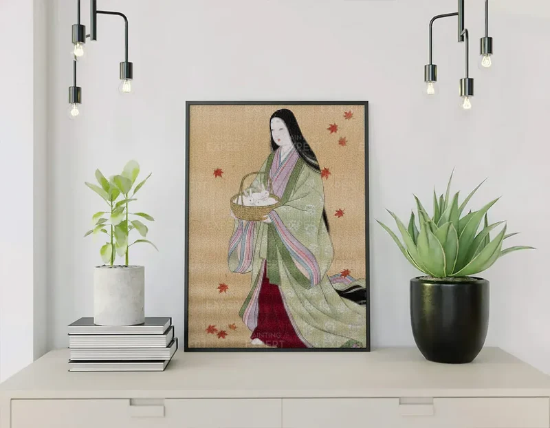 Diamond Painting Weiße Kaninchen im Herbstkorb Japan