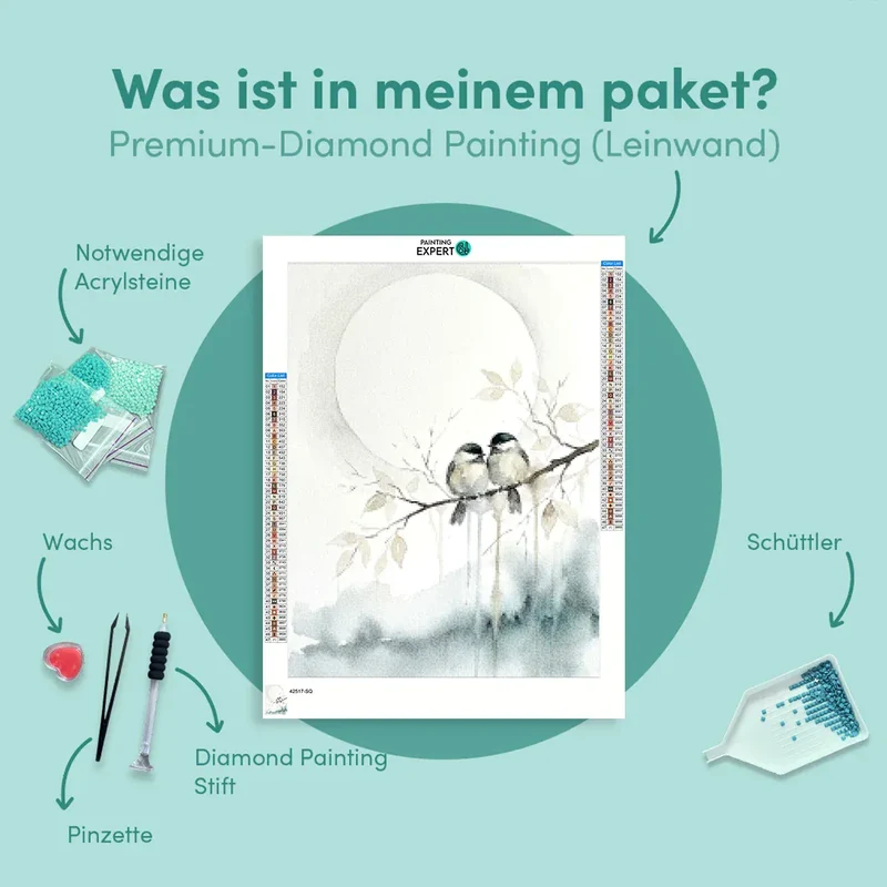 Diamond Painting Zwei Vögel unter dem Mond Japan