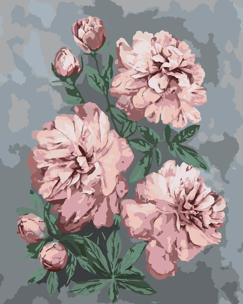 Diamond painting - ROSA PFINGSTROSEN AUF ABSTRAKTEM HINTERGRUND