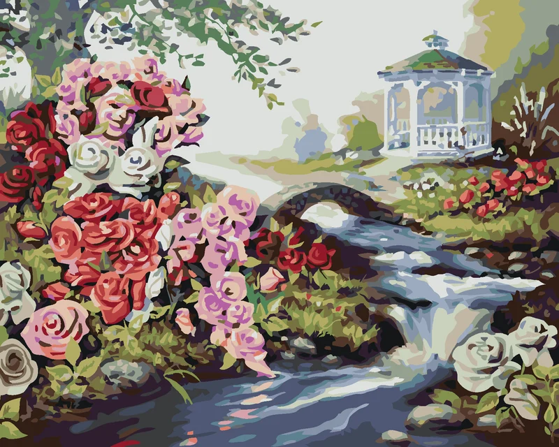 Diamond painting - ROSE AM BACH UND EIN PAVILLON (D. RUSTY RUST)